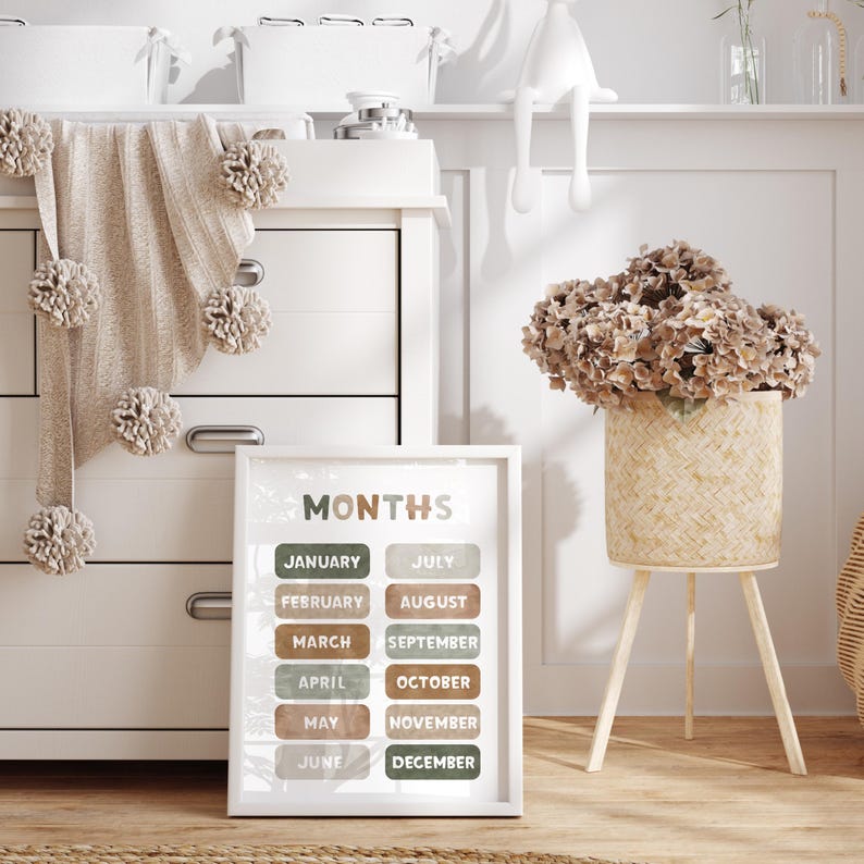 Months of the Year Watercolor Print: Boho Nursery Decor (digital ...