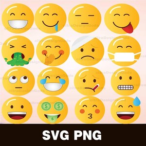 32 Emoji Faces SVG, Emoji Face Collection Svg, Emoji Vectors Collection, Digital Download, Emoji cut, Emoji PNG