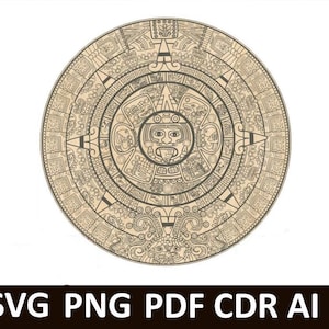 Vektormodelle für Laserschneiden und Cricut - Mayan-Kalender, Maya-Kalender svg, benutzerdefinierte Laserschnitt, Papierschnitt, Lasergravur.