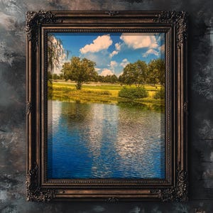 Impresión fotográfica "Danza alrededor de la naturaleza" - Lago sereno y escena de pato - 8x10 mate premium - Fundas de archivo incluidas / Decoración de pared