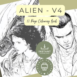 ALIEN Cosmic Horrors Inspired Coloring Book v4 - Printable 17 - Page Digital Download for Fans