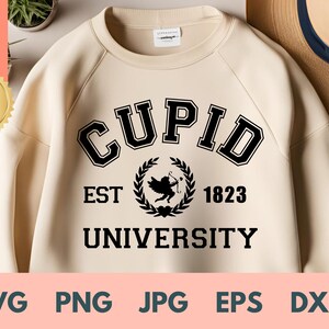 Cupid University Sweatshirt SVG, shirt voor leuke Valentijnsdag, grappig college-sweater, Love Crewneck-sweatshirt, Cupido-trui, png PNGEgg
