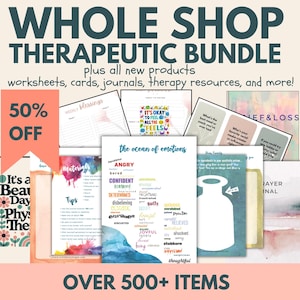 Whole shop therapy worksheet bundle, Complete Shop Bundle,Anxiety, depression, trauma, PTSD, CBT, family,couples,self-worth,self-esteem,dbt