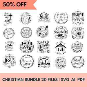 Svg de Noël chrétien | la foi sur la peur | religieux Noël svg | lot de svg de Noël | svg chrétien | Jésus Noël svg | Jésus svg