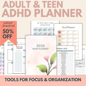 ADHD Planner Workbook | Guide ADHD Resources, Journal Prompts, Flashcards for ADHD burnout Brain Dump | Calming Corner for Neurodiversity