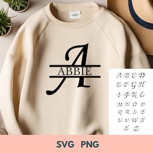 Split Monogram Alphabet SVG, DXF, PNG, Split Monogram Frame Alphabet, Cut File for Cricut, Silhouette, 26 Individual Svg Png Dxf Cut Files