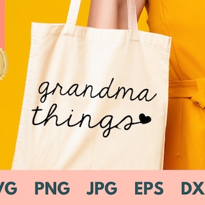 Gepersonaliseerde oma draagtas SVG-ontwerp: Moederdagcadeau, klaar voor sublimatie, verjaardagscadeau, oma dingen draagtas SVG