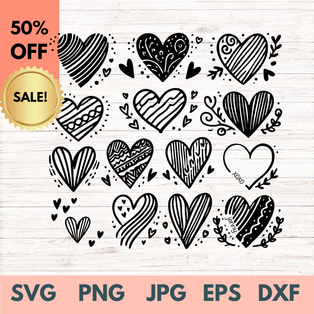 Heart Svg Bundle, Heart Svg, Hand Drawn Heart Svg, Open Heart Svg ...