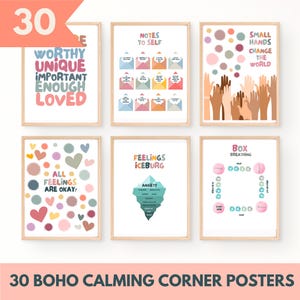 30 Calming Corner Posters: School Counselor Office Decor, Mental Health Charts & Emotional Regulation Art