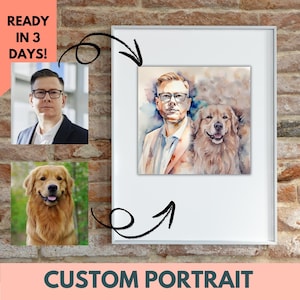 Add Person or pet to Photo, Add Deceased Loved One to Photo, Custom gift and memorial, Combine Photos, Gift for Dad Mom - watercolor prints
