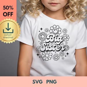 Big Sis Shirt Png, Big Sister Retro, Big Sister Shirt Svg, Groovy Big Siste | Big Sister png | Little Sister png | instant digital download