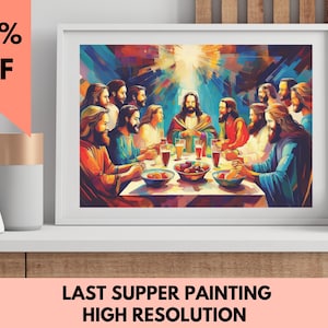 The Last Supper, Modern Christian Art, Bible Wall Art, Jesus Prints, Catholic Art, Jesus Painting, Christian Prints, Picture of Jesus PNG
