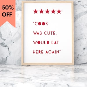 Aesthetic Kitchen Decor | Cute Cooking Art Kitchen Wall Art | Print Minimalist Heart | Print Red Chef Art | Print Digital Download Print