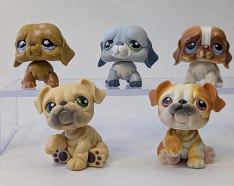 Littlest Pet Shop - Dog - St. Bernard - Bernese Mountain Dog - Bulldog - LPS - Authentic - Hasbro