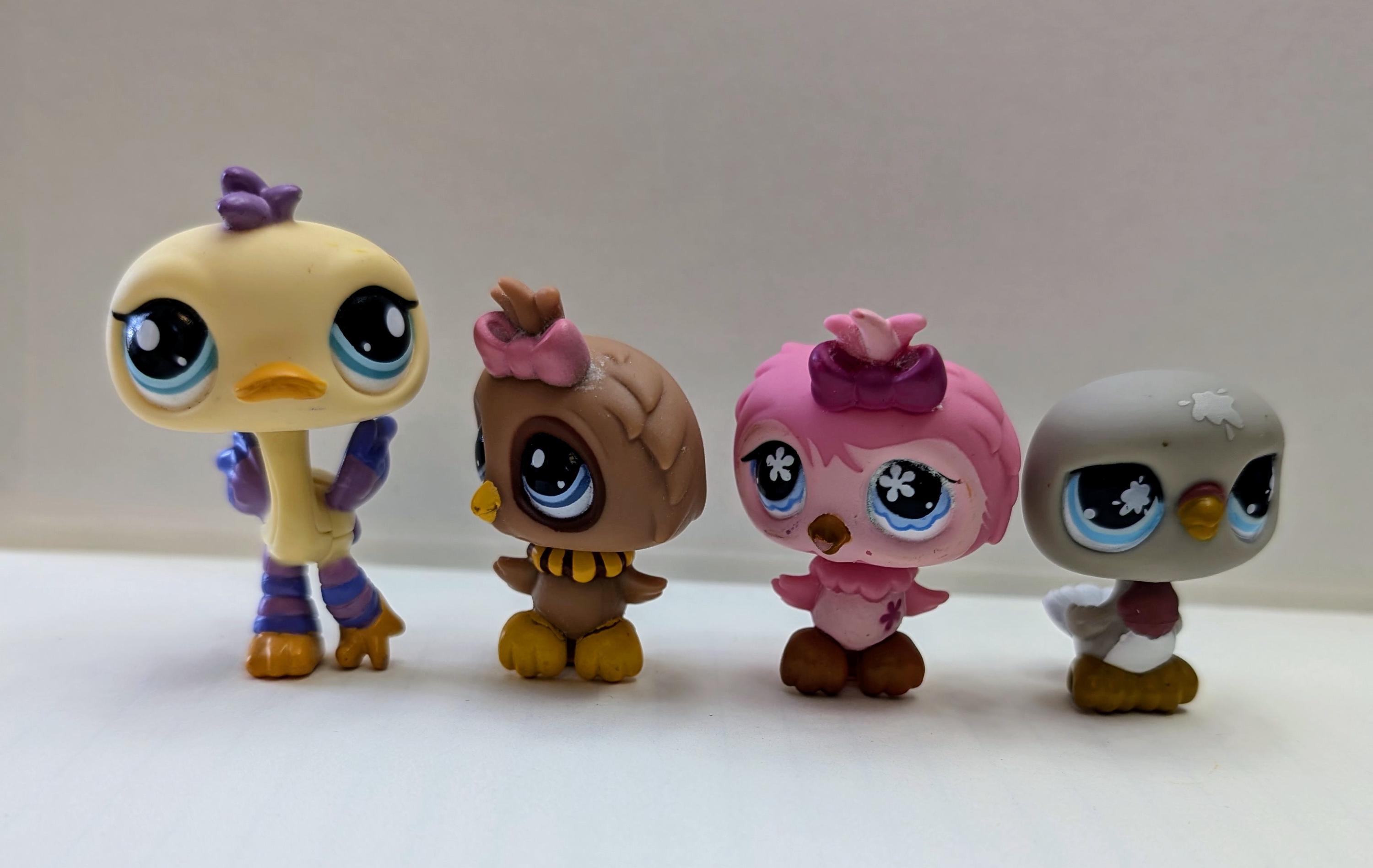 Littlest Pet Shop - LPS - Hibou #1943 - Perroquet #496 - Pigeon #812  Autruche #516 - vendus individ