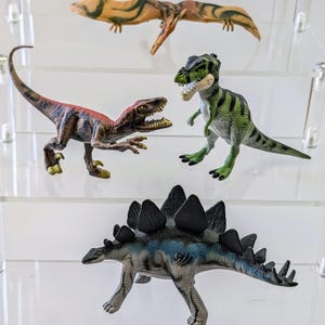 Vintage - Jurassic Park - Zaginiony Świat - Zestaw 4 dinozaurów - Pterodaktyl - T-Rex - Welociraptor i Stegozaur