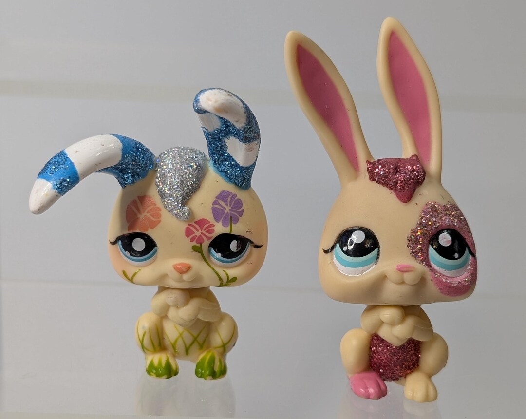 Lps 500 Rabbit Hasbro Littlest Pet Shop LPS Pair of Rabbit Blue Shiny Rabbit 2156 Pink ...