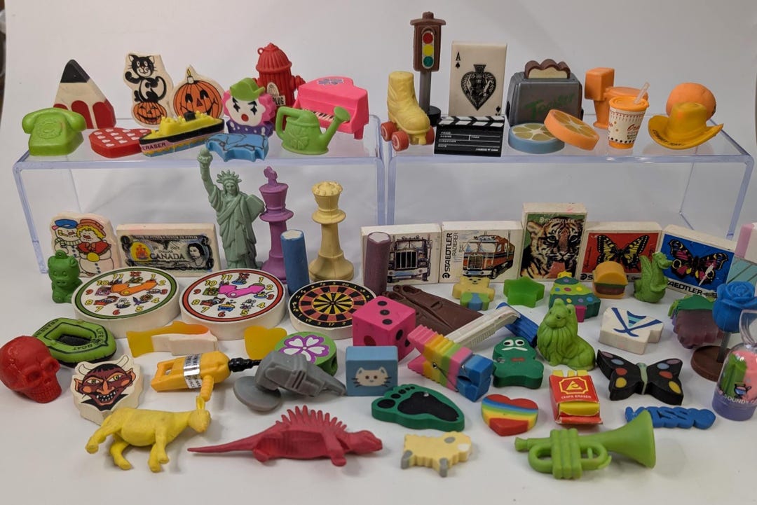 Vintage - 80s - 90s - Lot of 60+ Various Erasers - Collection - Etsy
