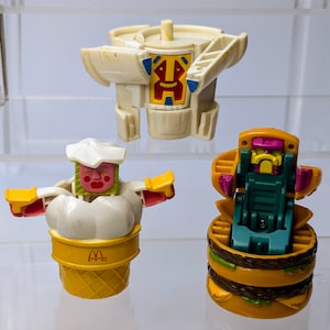 Vintage - 1988 Changeables - Glass - Cheeseburgare - Dryck - McDonald's - Happy Meal - set om 3
