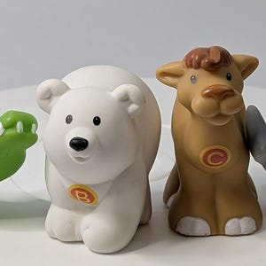 Vintage - Fisher-Price Little People - Animaux de l'Alphabet - lot de 4- Dauphin-chameau-ours-alligator  - Lettre A-B-C-D
