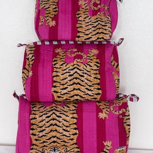 Handmade Tiger Print Quilted Pouch Set | Cotton Travel Organizer