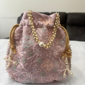 Silk thread work  potli bag, Return Gift, Wedding, Traditional, Clutch, Wrist purse, Luxury Potli  , Perfect for all occasions , Ethnic bag