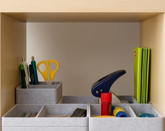 3D-printed insert boxes compatible with IKEA Kallax (33.5 x 39 cm) – 5-piece organizer set for office, school & home – perfect fit