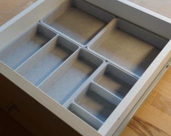 Custom-fit insert boxes compatible with IKEA Kallax drawer (27.5 x 30.5 cm) – 4-piece organizer set for office, school & home