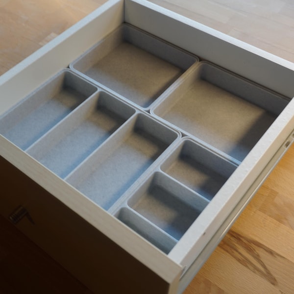 Custom-fit insert boxes compatible with IKEA Kallax drawer (27.5 x 30.5 cm) – 4-piece organizer set for office, school & home