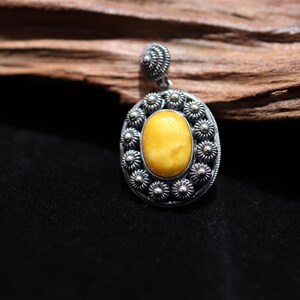 Original  old Amber Pendant, Silver Mixed With Old Amber, Vintage Amber Jewelry, Fashion Pendant