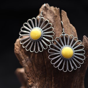 Vintage Sterling Silver Amber Earrings: Energy Stone Jewelry