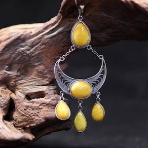 Vintage Amber Earrings: Sterling Silver, Solar Plexus Chakra Healing