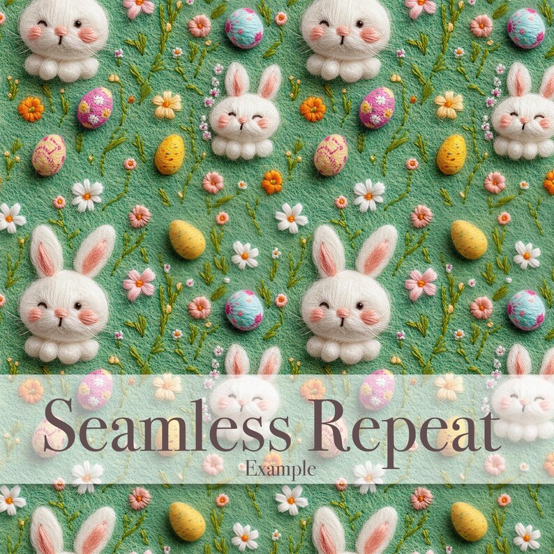 Easter Bunny Rabbit Green Seamless Pattern. Digital Download. Felted ...