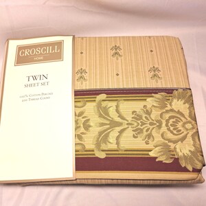 Croscill Beacon Hill Twin Sheet Set NOS Percale 3 Pc Bedding Set New