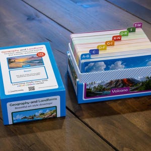 175 Geography Landforms Flashcards – Kids Learning Art Cards (3"x5") + Lifetime Online Digital Practice.