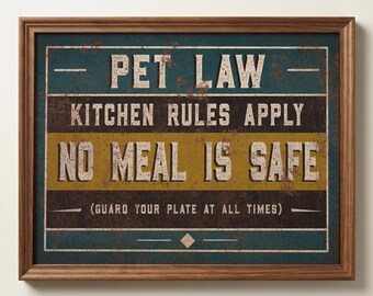 Dog Kitchen Rules Wall Art Pet Home Decor