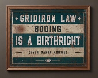 Vintage Football Art, Booing is a Birthright, Sports Bar Decor
