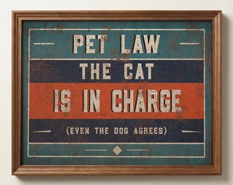 Cat Rules Wall Art Cat Lover Gift