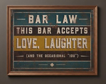 Vintage Bar Law Print: Humorous Mid-Century Home Bar Art