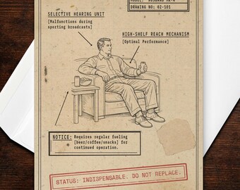 Blueprint Husband Birthday Card - Technical Drawing Style