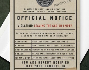 Wife or Girlfriend Birthday Card - Who Always Ignores The Fuel Light Warning