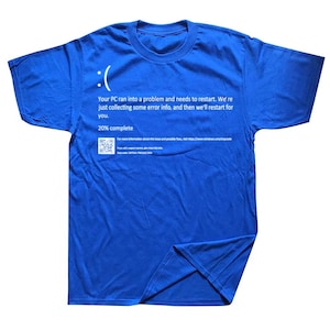 Camiseta Pantalla Azul de la Muerte, Camiseta Divertida para Programadores Frikis, Camiseta con Meme de Error BSOD, Regalo para Técnicos de TI, Azul Negro Blanco Azul Marino