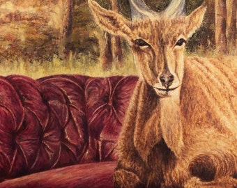 Print &#39;Portrait of a deer&#39; – Giclée on heavy weight museum grade paper. 10x8&quot; or 14x11&quot; prints created from original de Raat oil painting.