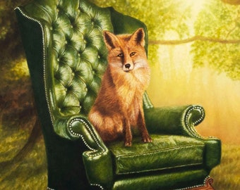 Print &#39;Portrait of a fox&#39; – Giclée on heavy weight museum grade paper. 8x8&quot; or 11x11&quot; prints created from original de Raat oil painting.