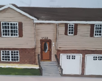 Handcrafted Home Replica, house replica ornament, shelf decor, First Home buyer, painted,realtor gifts, personalized, wood miniature home