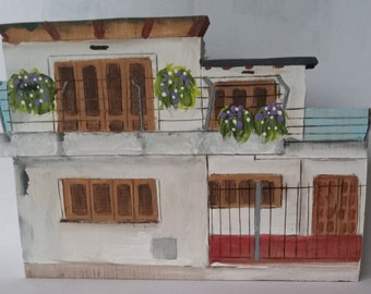 Miniature replica of your home, made to order, Christmas ornament, wood houses, wedding gift, housewarming gift, collectable painted houses