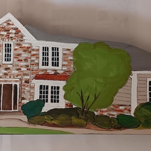 Wood Home Replica, Housewarming gift, commisioned, hand painted, shelf sitter, home ornament, wood house, your house done to scale handmade 5.0 (987)