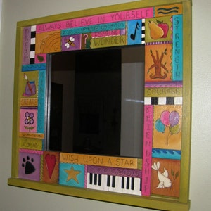 Personalized And Custom Designed Wall Mirror, Living Room Mirror, Inspirational, bathroom mirror, Square Mirror, Wood, Painted Mirror