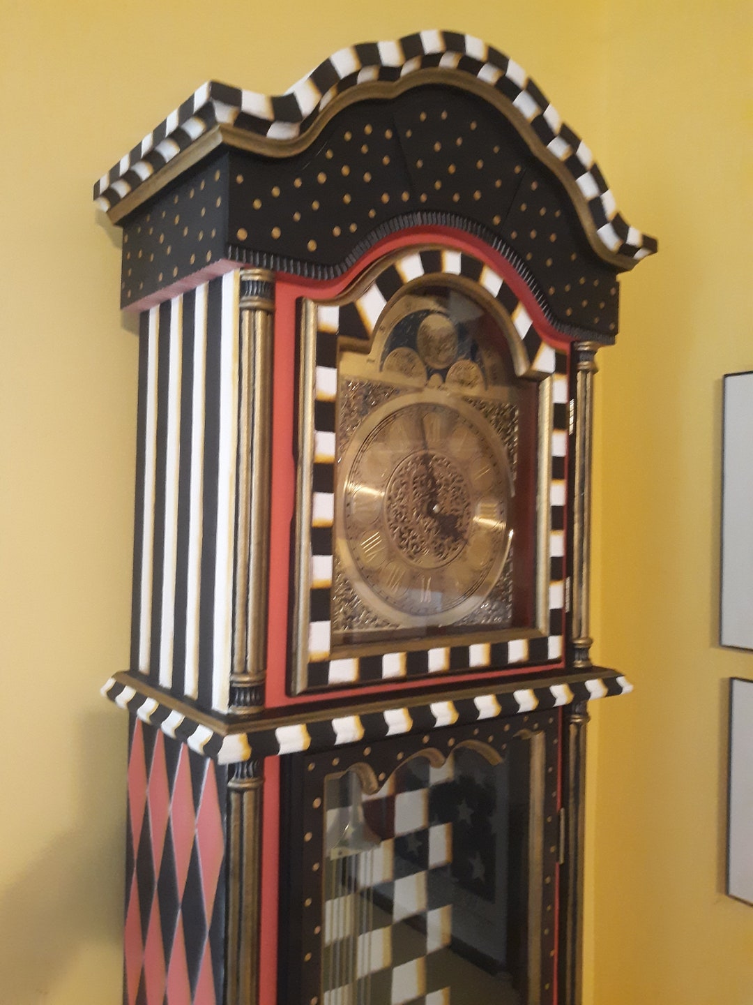 SOLD Painted Whimsical Grandfather Clock Black and White Etsy