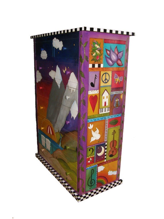 Items Similar To Unique Dresser Funky Painted Dresser Whimsical